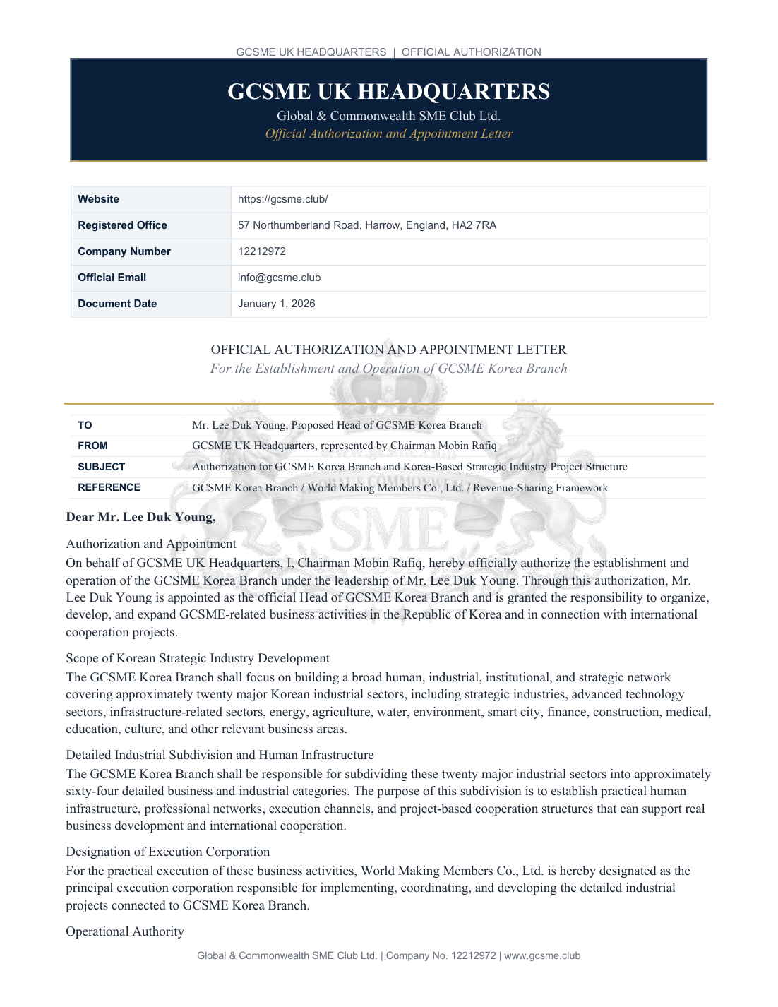 Authorisation & appointment / original page 1